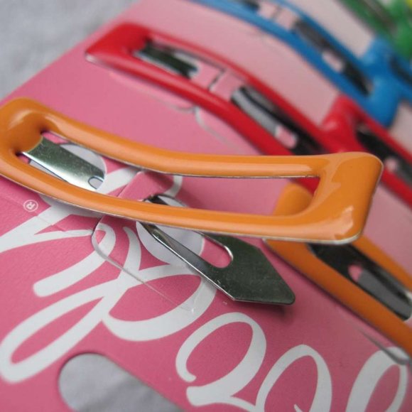 10 Goody Girls Rainbow Glossy Glam Epoxy Covered Square Metal Hair Snap Clips - Picture 3 of 8